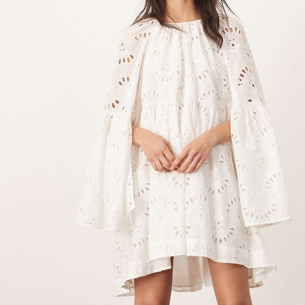 ARRANGE NWT Oversized Organdy Eyelet Mini Smock Dress